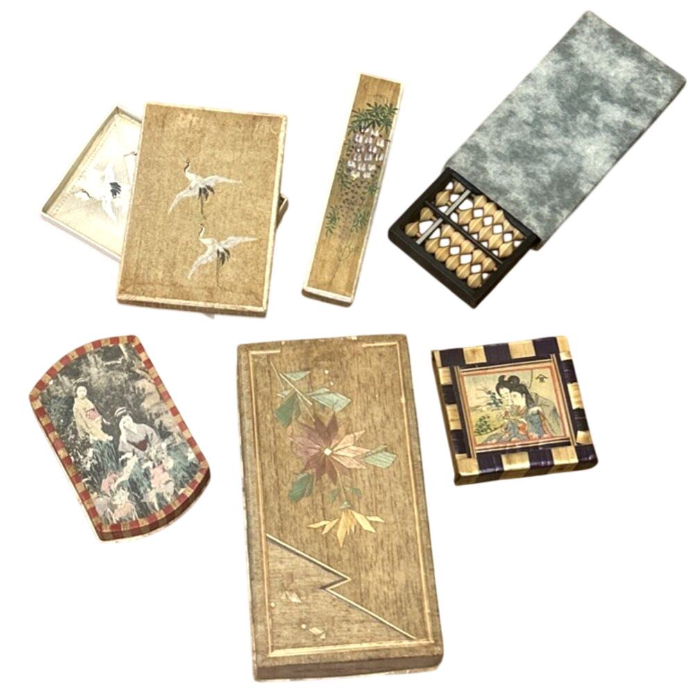 Antique Vantines House Of The Orient NYC Boxes Lot & Contents Chinoiserie Japan
